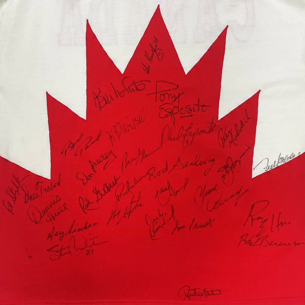 Team Canada 1972 Summit Series Original Athletic Knit Material Away White Jersey - Signed by 26 Players