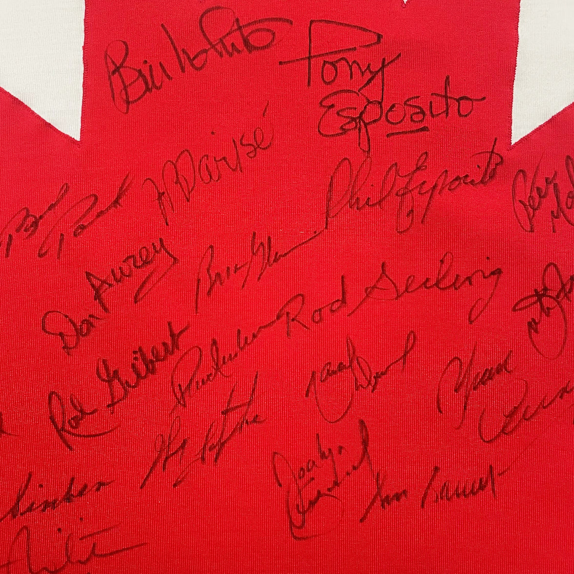 Team Canada 1972 Summit Series Original Athletic Knit Material Away White Jersey - Signed by 26 Players