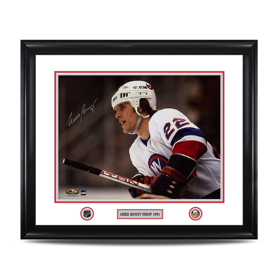 Mike Bossy Signed New York Islanders Colour Landscape Framed Photo - Heritage Hockey™