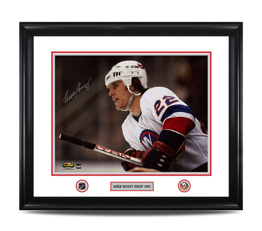 Mike Bossy Signed New York Islanders Colour Landscape Framed Photo - Heritage Hockey™