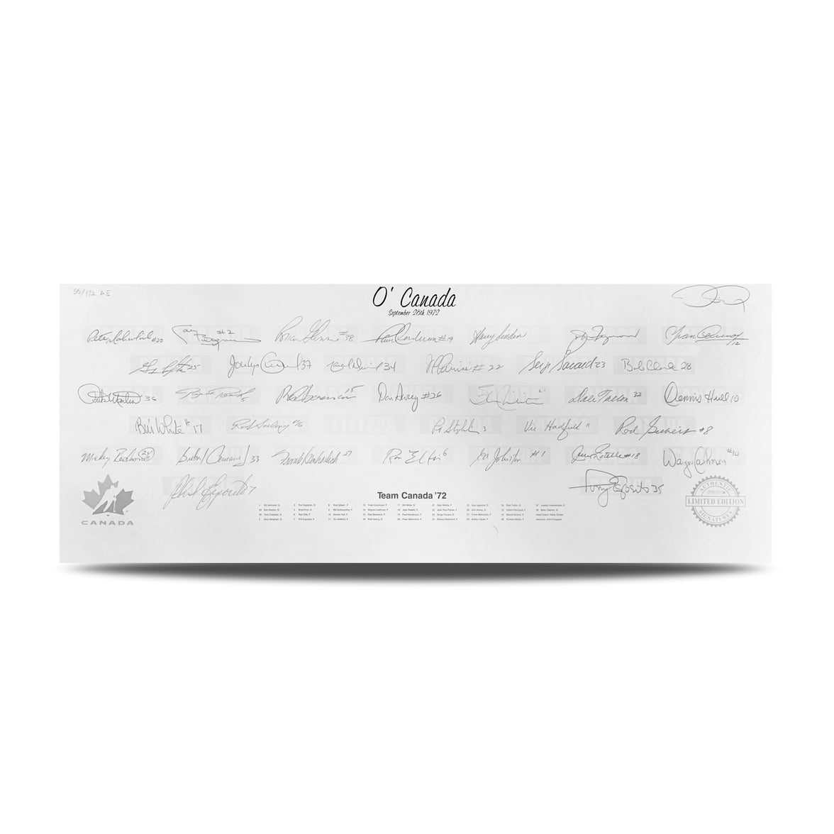 O' Canada Team Canada 1972 Summit Series Signed Anniversary Edition Print /172