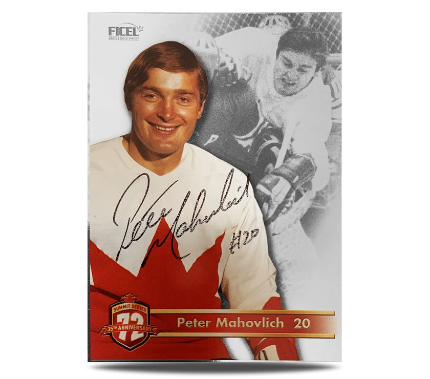 Peter Mahovlich #20 Signed Official 35th Anniversary Team Canada 1972 Card