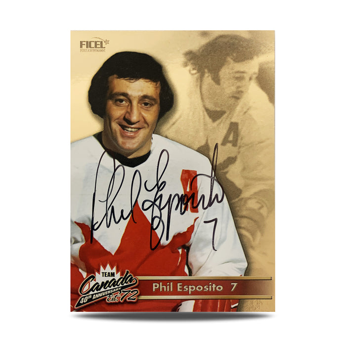Phil Esposito #7 Signed Official 40th Anniversary Team Canada 1972 Card