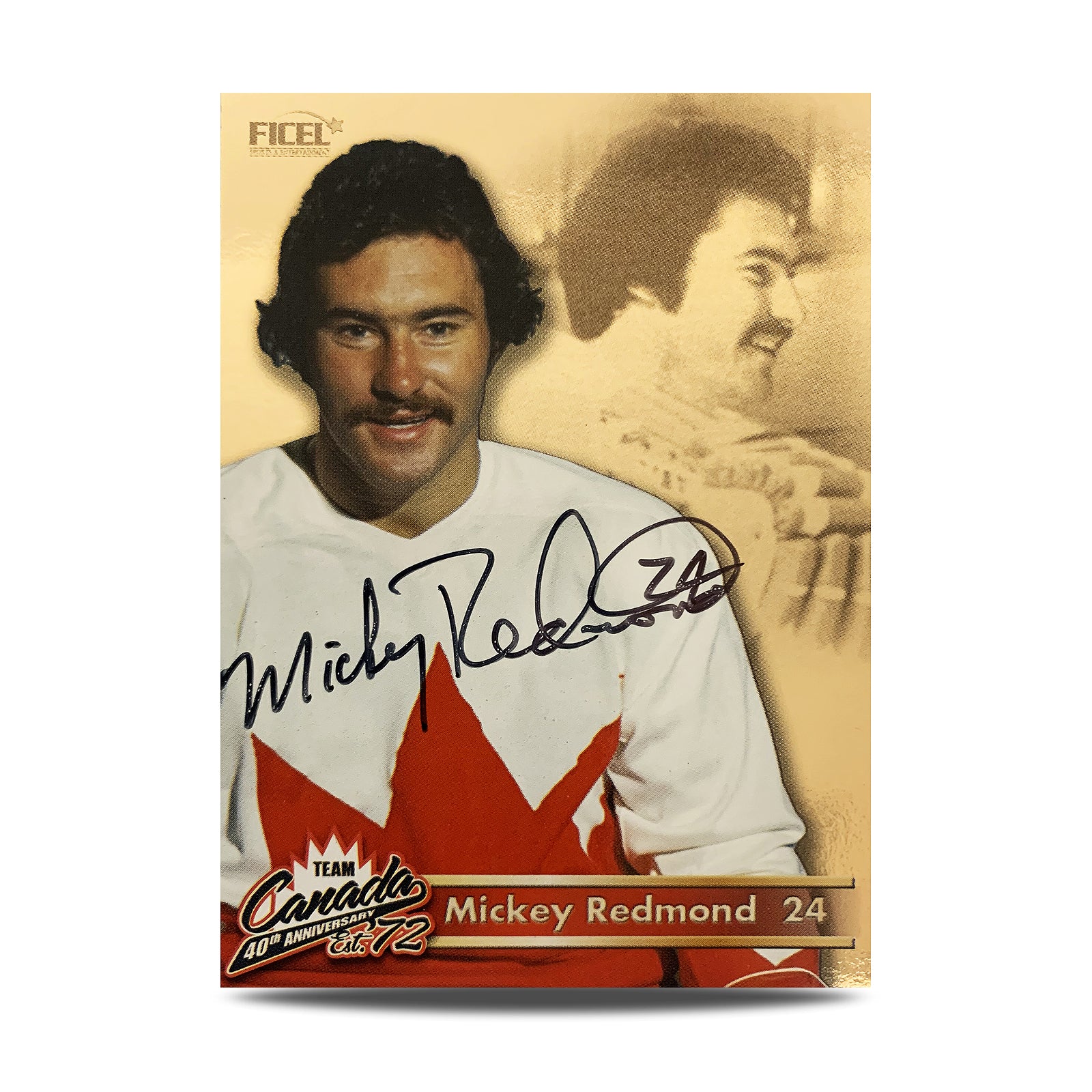 Mickey Redmond #24 Signed Official 40th Anniversary Team Canada 1972 Card