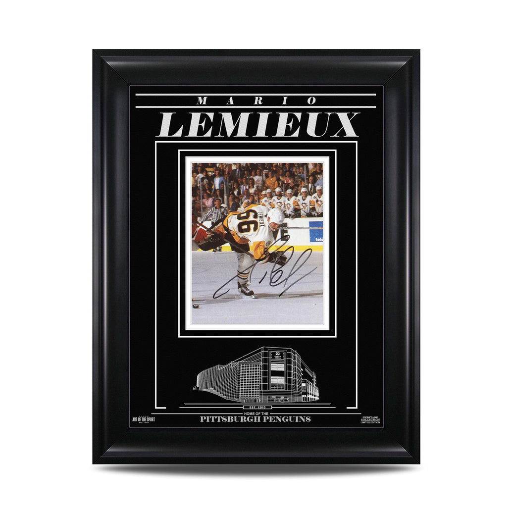 Mario Lemieux Signed Pittsburgh Penguins Engraved Framed 8x10 Photo
