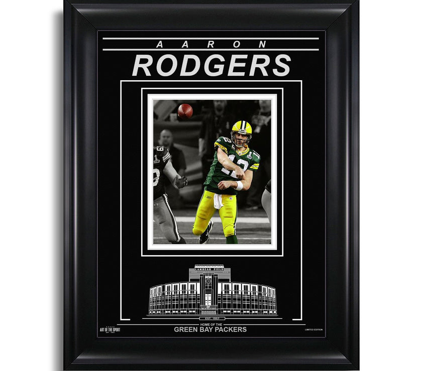 Aaron Rodgers Green Bay Packers Engraved Framed Photo - Action Spotlight