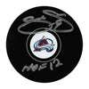 Joe Sakic Signed Colorado Avalanche Puck with HOF Note