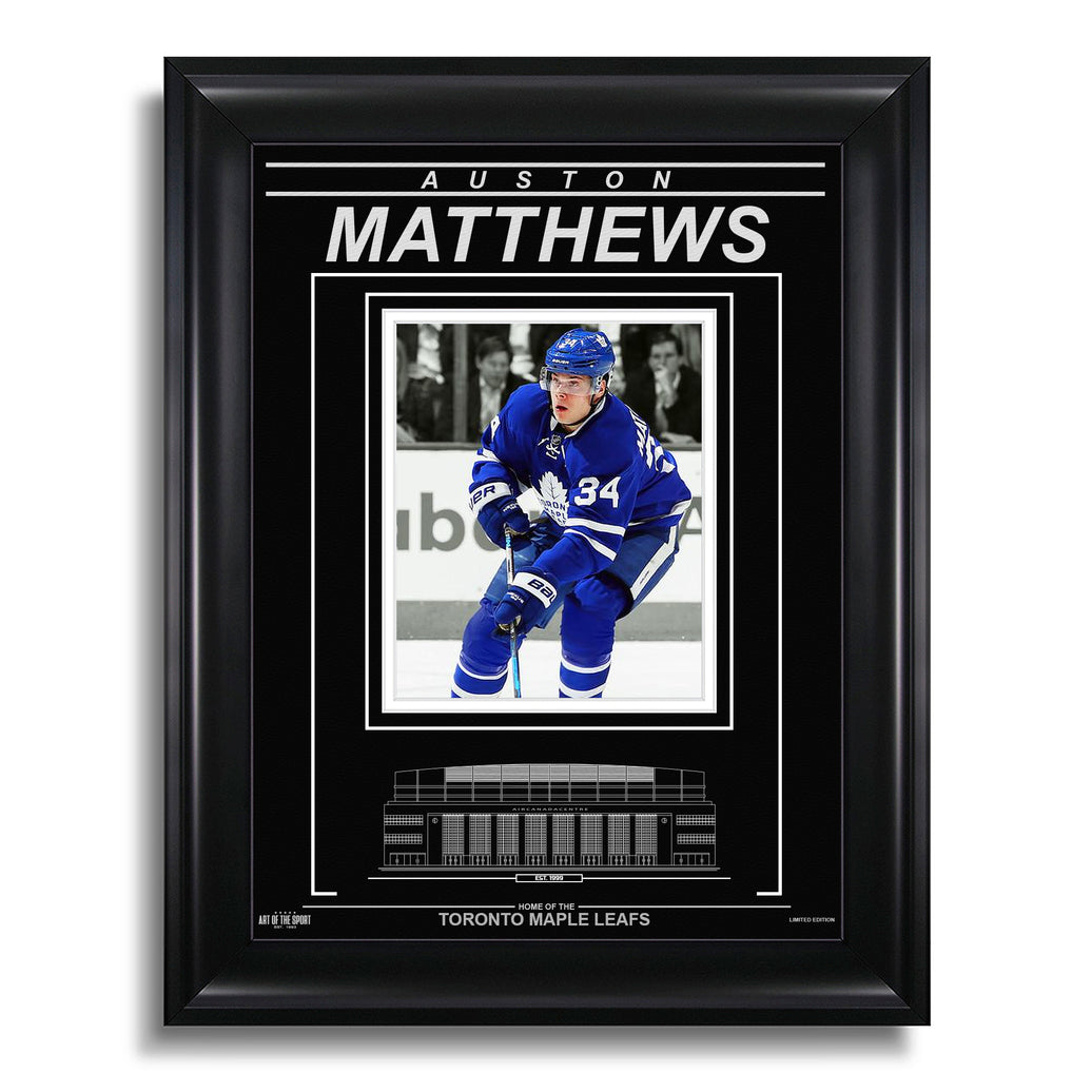 Auston Matthews Toronto Maple Leafs Engraved Framed Photo - Action Spotlight - Heritage Hockey™