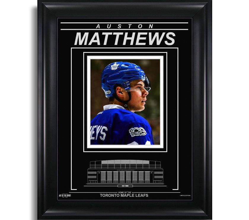 Auston Matthews Toronto Maple Leafs Engraved Framed Photo - Closeup - Heritage Hockey™