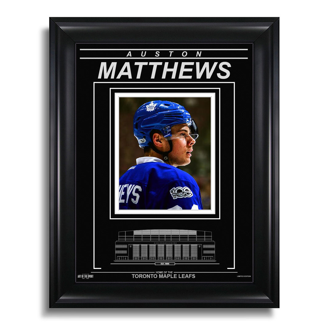Auston Matthews Toronto Maple Leafs Engraved Framed Photo - Closeup - Heritage Hockey™