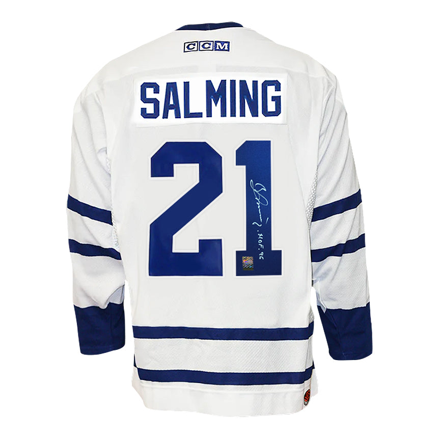 Börje Salming Signed Toronto Maple Leafs CCM White Jersey