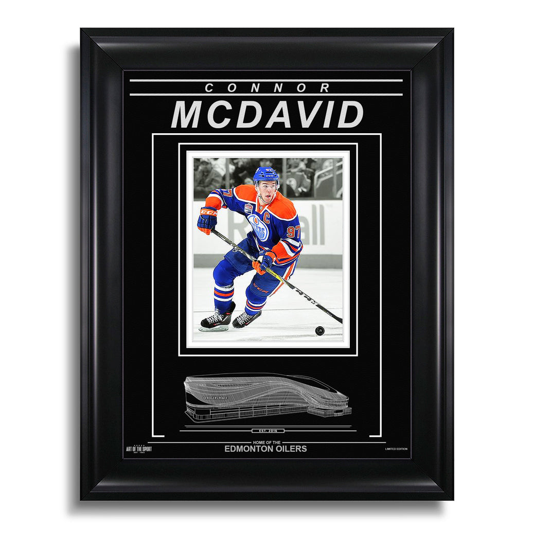 Connor McDavid Edmonton Oilers Engraved Framed Photo - Action Captain Spotlight - Heritage Hockey™