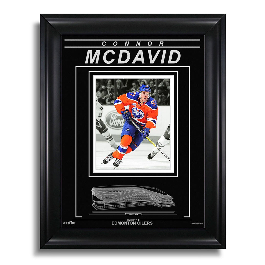Connor McDavid Edmonton Oilers Engraved Framed Photo - Action Spotlight - Heritage Hockey™