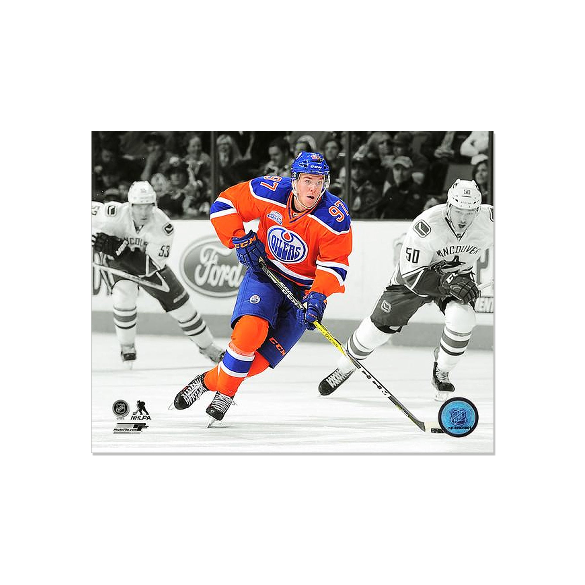 Connor McDavid Edmonton Oilers Engraved Framed Photo - Action Spotlight - Heritage Hockey™