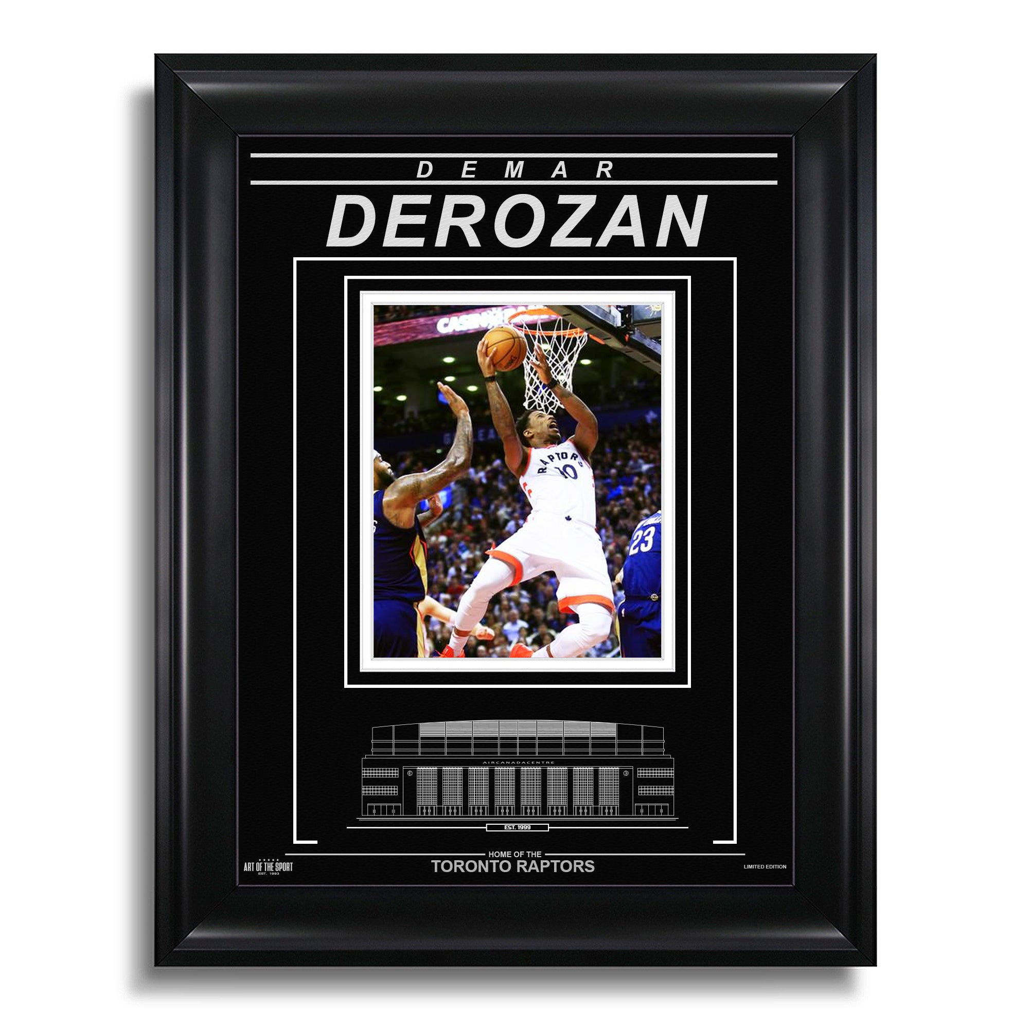 DeMar DeRozan Toronto Raptors Engraved Framed Photo - Action Airborne - Heritage Hockey™