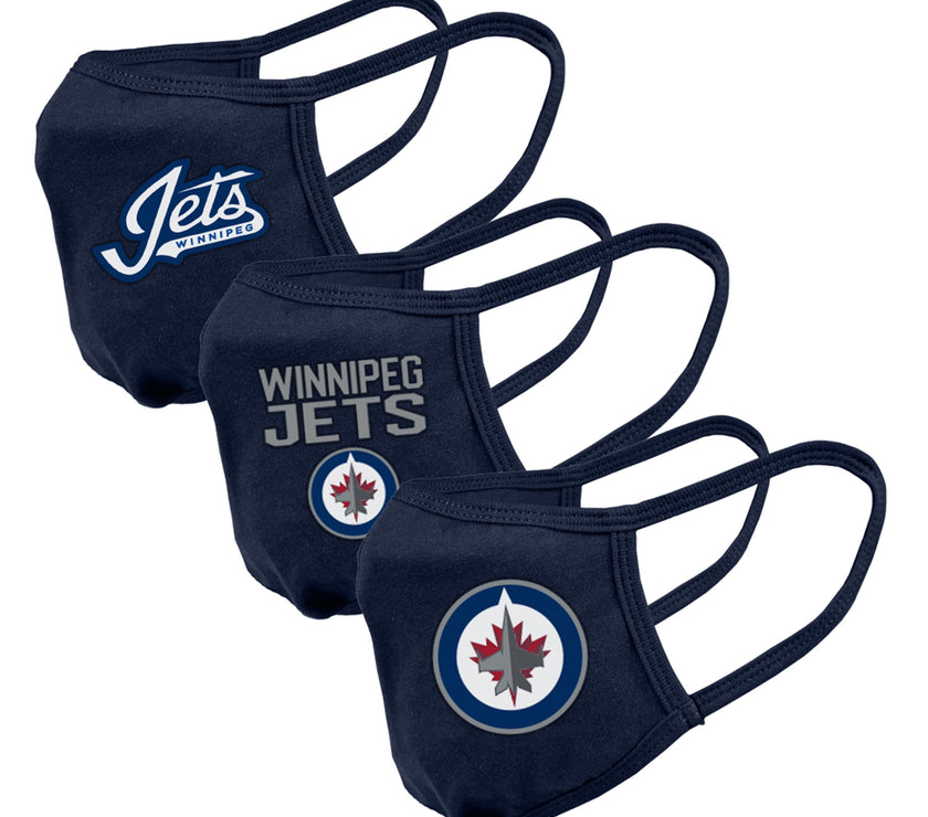 Youth Winnipeg Jets NHL 3-pack Reusable Team Logo Face Masks