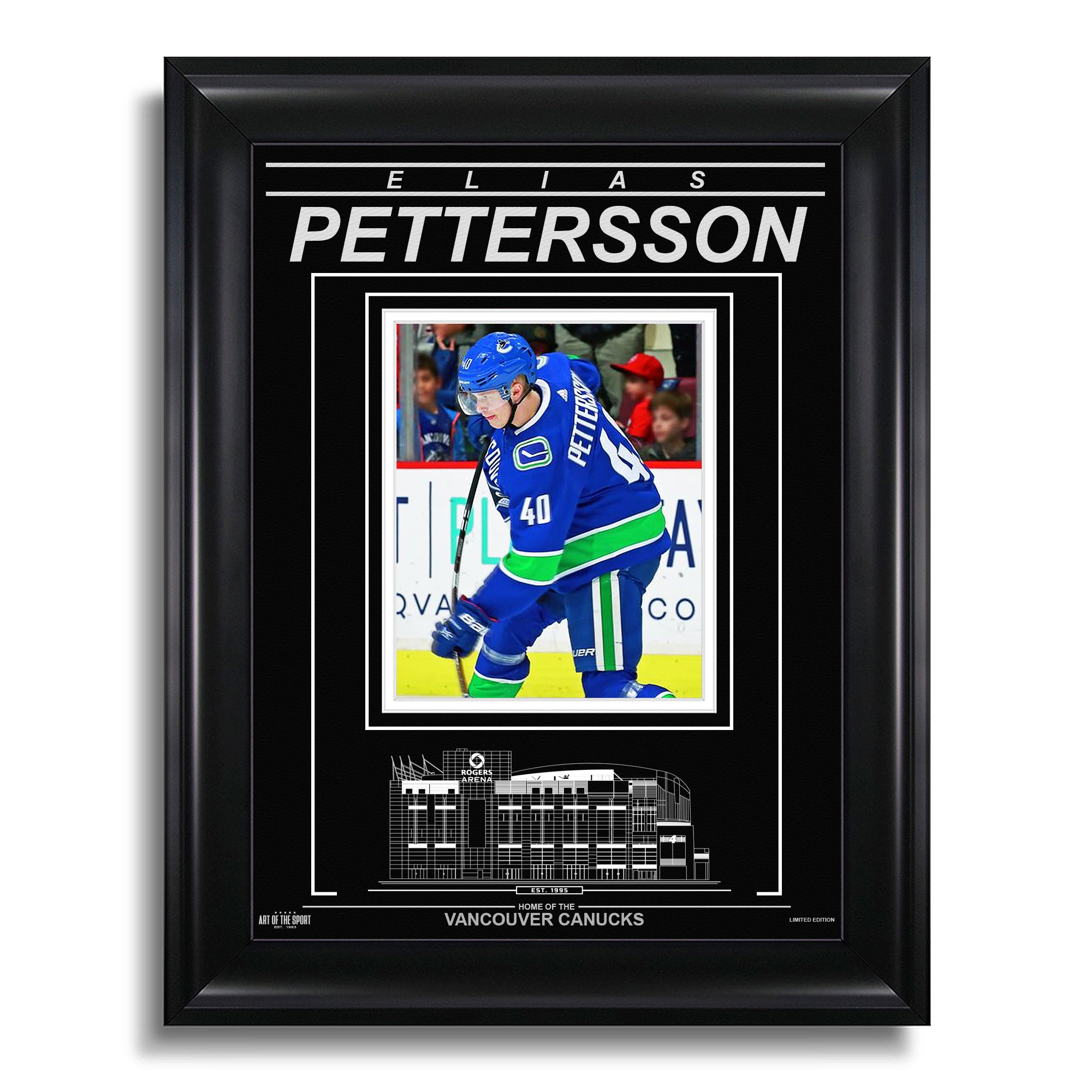 Elias Pettersson Vancouver Canucks Engraved Framed Photo - Action Flex - Heritage Hockey™