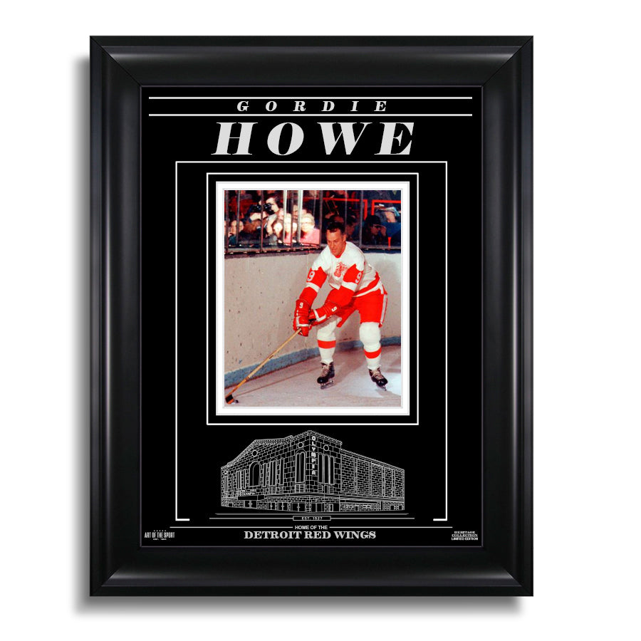 Gordie Howe Detroit Red Wings Engraved Framed Photo - Action - Heritage Hockey™