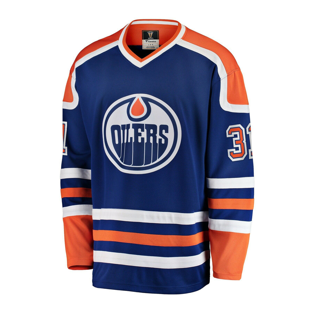 Grant Fuhr Signed Edmonton Oilers Fanatics Vintage Blue Jersey
