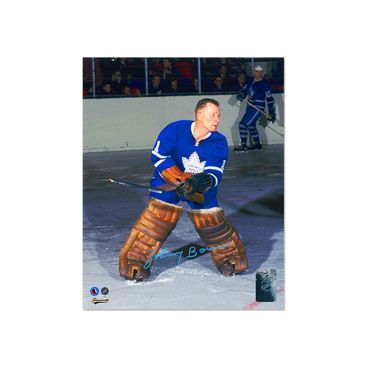 Johnny Bower Toronto Maple Leafs Engraved Framed Signed Photo - Action Colour - Heritage Hockey™