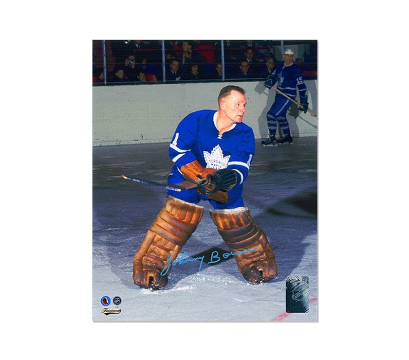 Johnny Bower Toronto Maple Leafs Engraved Framed Signed Photo - Action Colour - Heritage Hockey™