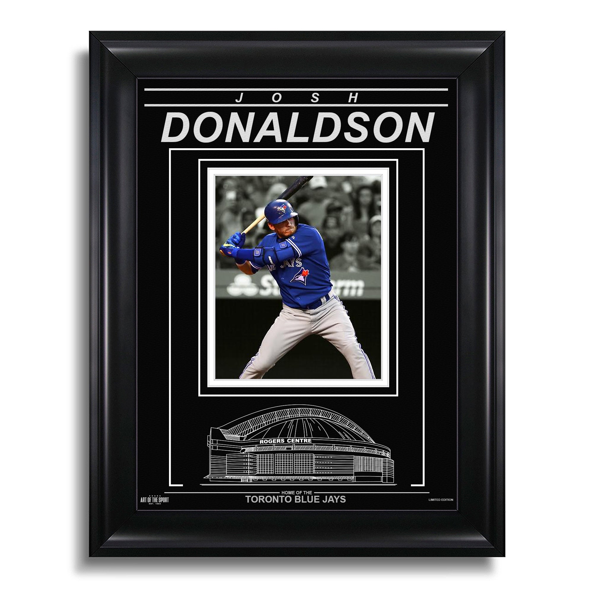 Josh Donaldson Toronto Blue Jays Engraved Framed Photo - Action Spotlight Vertical - Heritage Hockey™