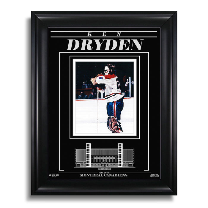 Ken Dryden Montreal Canadiens Engraved Framed Photo - Standing Tall - Heritage Hockey™