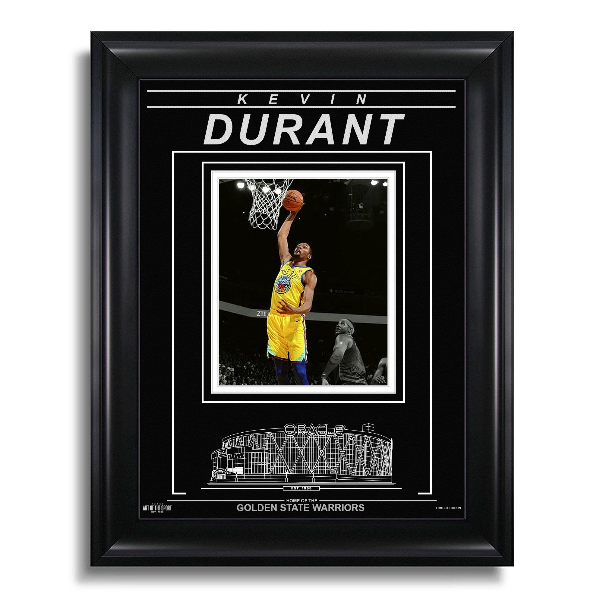 Kevin Durant Golden State Warriors Engraved Framed Photo - Action Spotlight