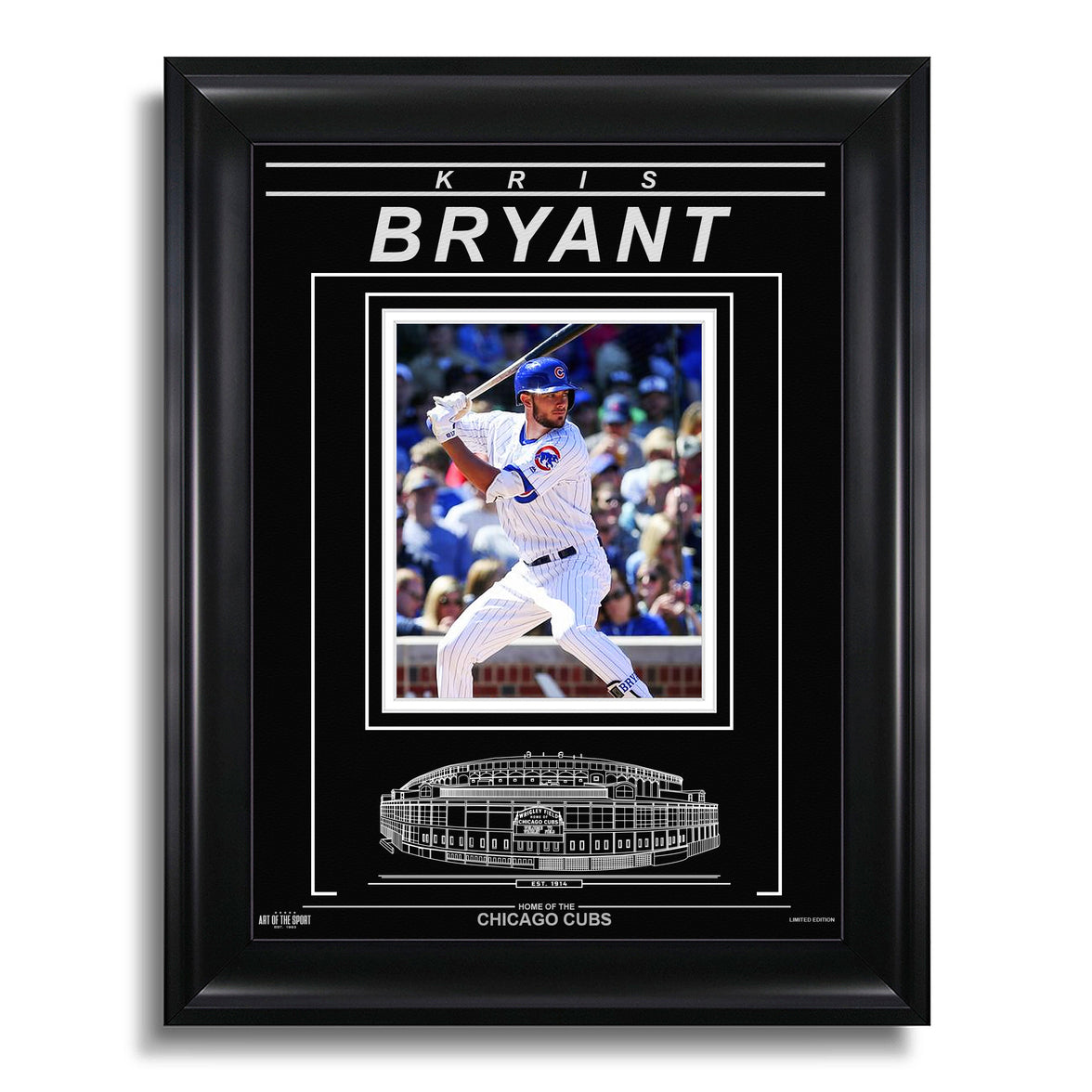 Kris Bryant Chicago Cubs Engraved Framed Photo - Action Hit - Heritage Hockey™