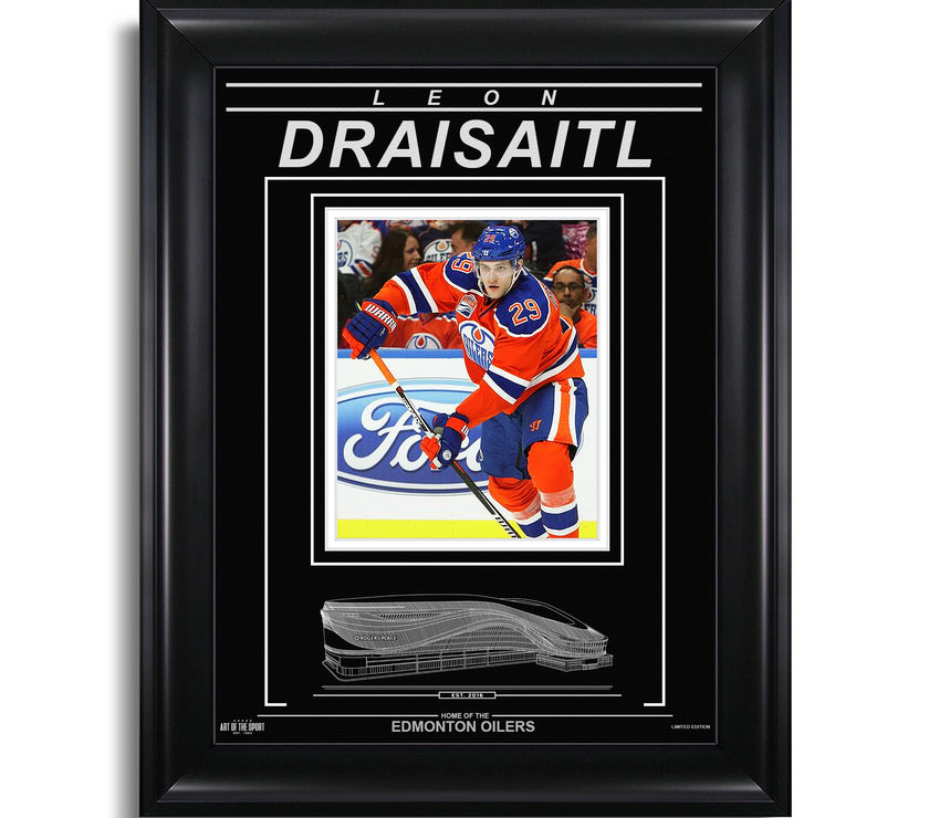 Leon Draisaitl Edmonton Oilers Engraved Framed Photo - Action Flex - Heritage Hockey™