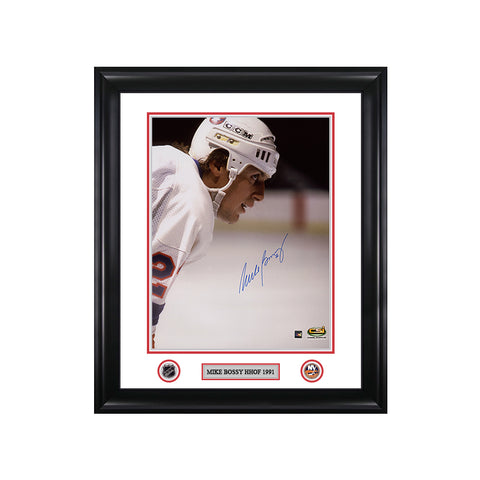 Mike Bossy Signed New York Islanders Colour Portrait Framed 16x20 Photo