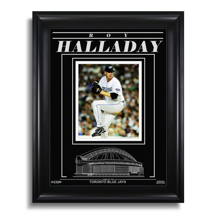 Roy Halladay Toronto Blue Jays Engraved Framed Photo - Action Pitch - Heritage Hockey™