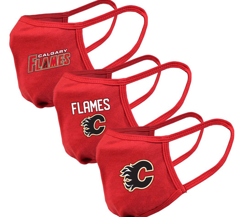 Youth Calgary Flames NHL 3-pack Reusable Team Logo Face Masks