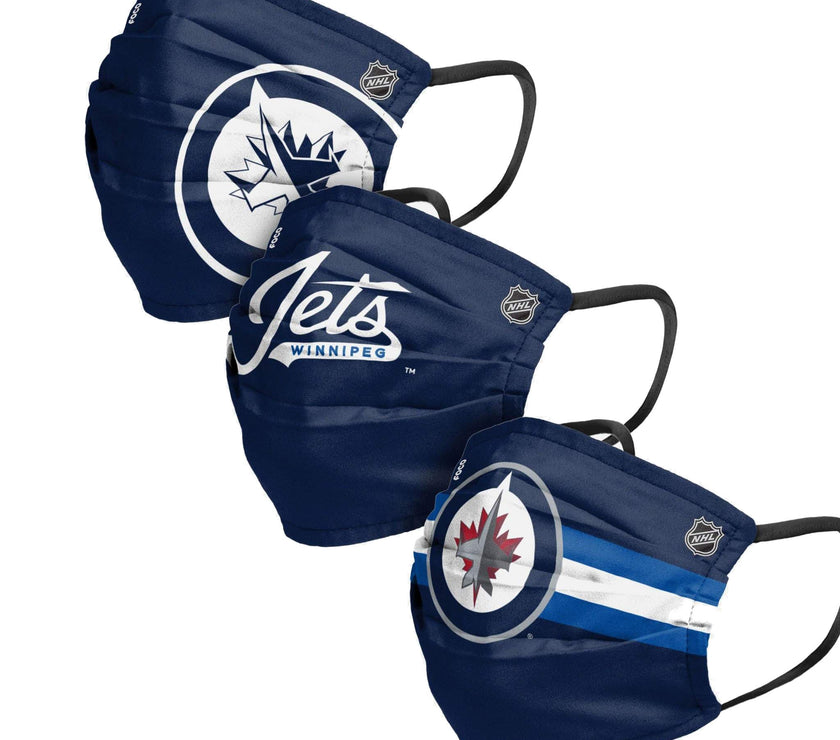 Unisex Winnipeg Jets NHL 3-pack Reusable Pleated Matchday Face Covers