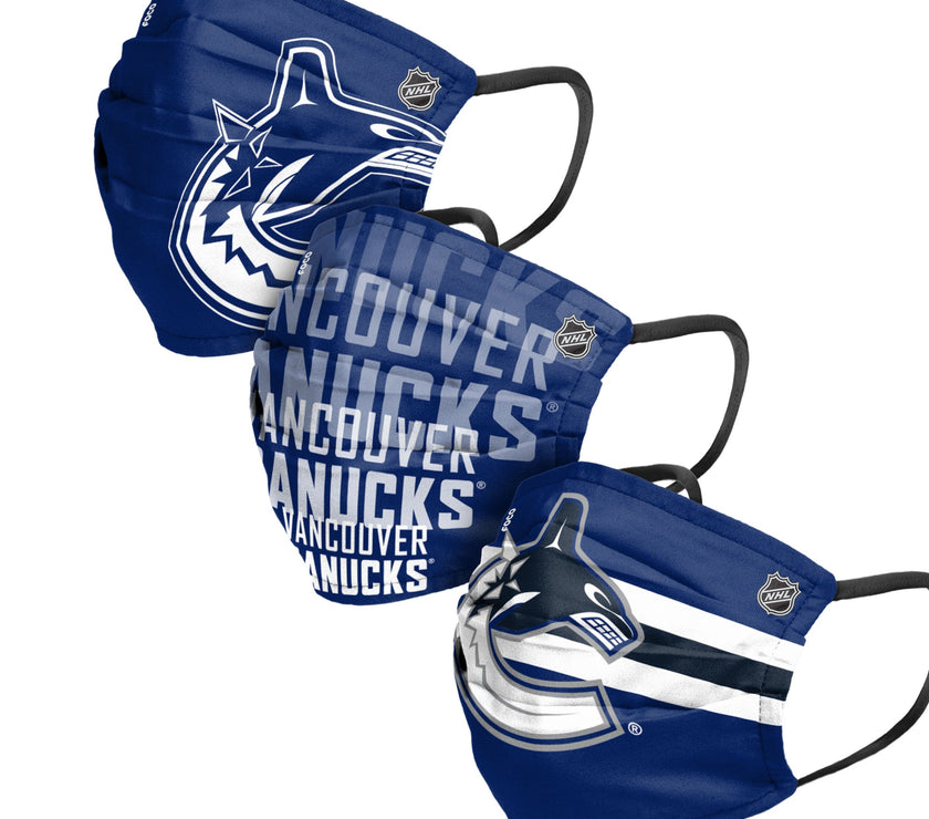 Unisex Vancouver Canucks NHL 3-pack Reusable Pleated Matchday Face Covers