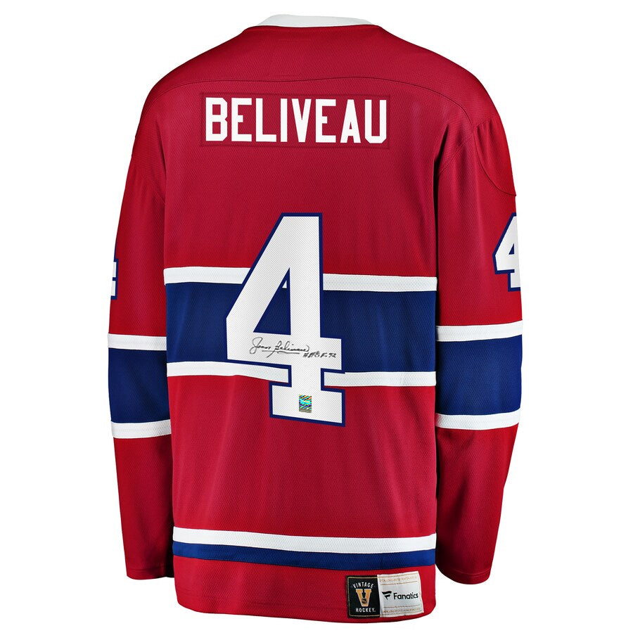 Jean Beliveau Signed Montreal Canadiens Fanatics Vintage Red Jersey