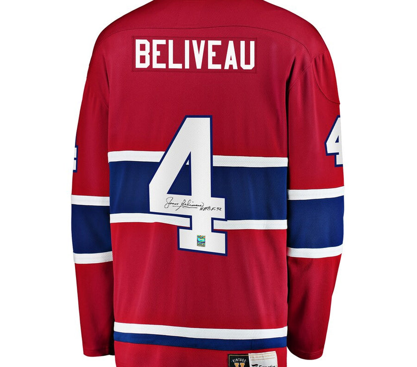 Jean Beliveau Signed Montreal Canadiens Fanatics Vintage Red Jersey